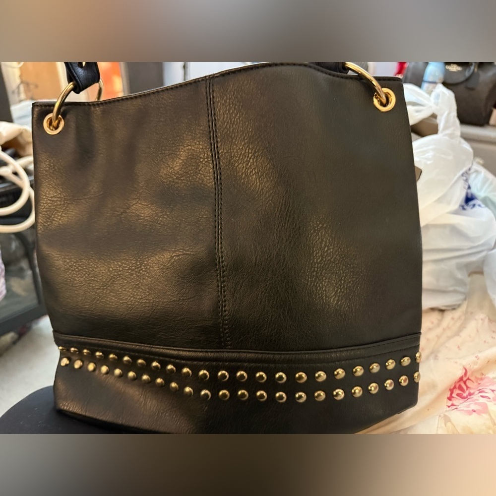 Montana West Studded Vegan Leather Hobo Bag - Picture 2 of 6